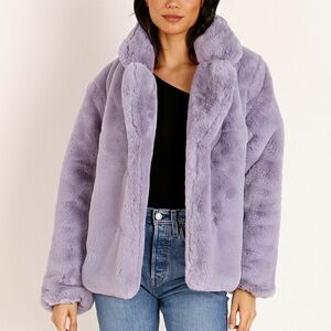 APPARIS Manon Faux Fur Jacket Lilac.